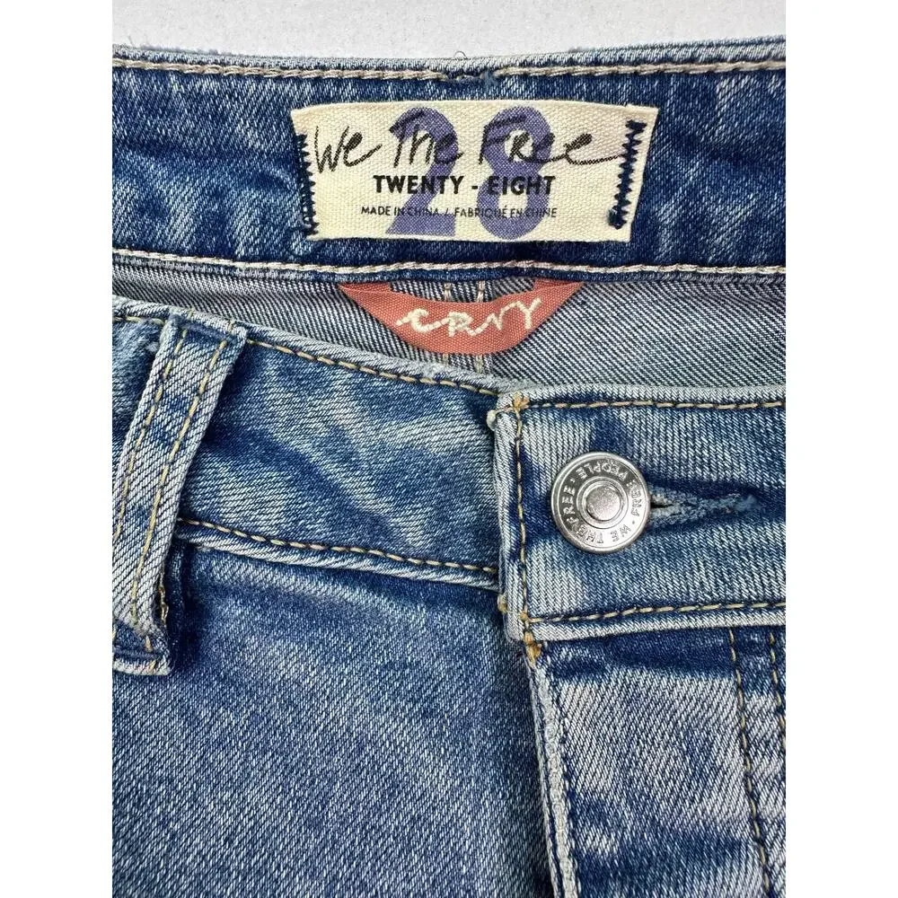 NWOT Free People We The Free Crvy High Rise Denim Shorts Size 28 Distressed - Picture 5 of 9